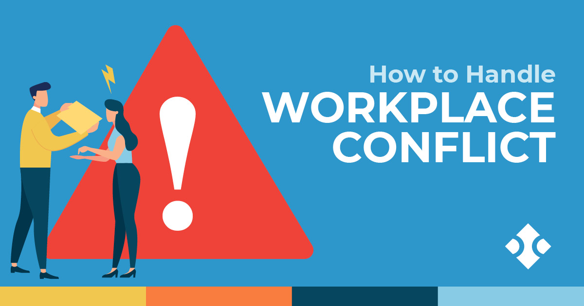 Two coworkers resolving conflict.